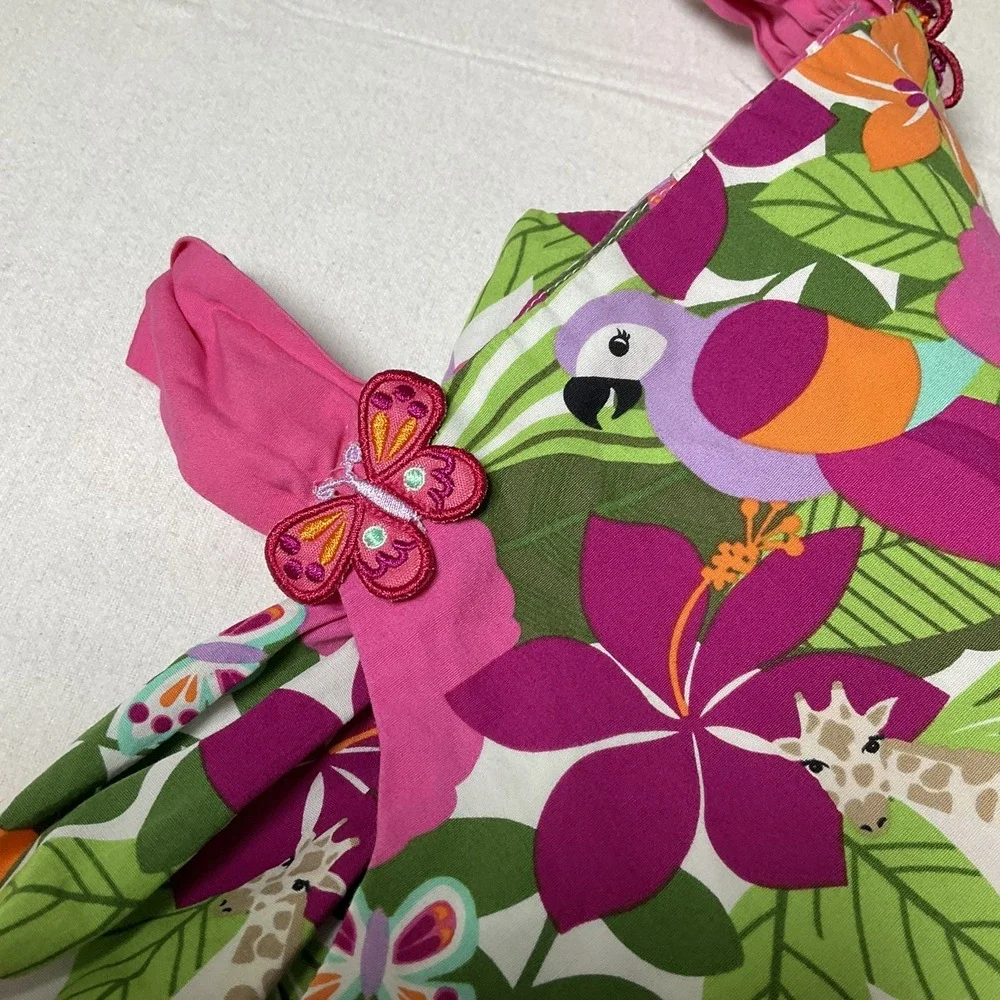 GYMBOREE Girl's Floral Hawaiian Reef Summer Dress Size 7 w/Head Band 532